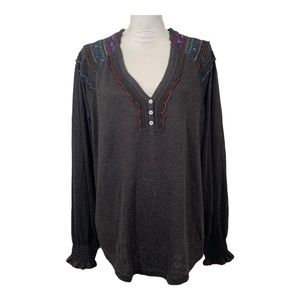 COPY - Free People top pullover v-neck embroidery medium